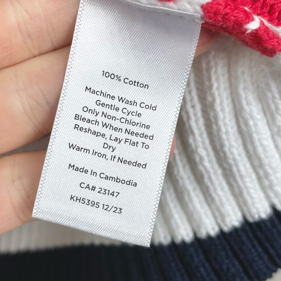 Talbots Women's Medium Sailor Collar Cardigan in Americana Stripe 100% Cotton - Picture 10 of 16